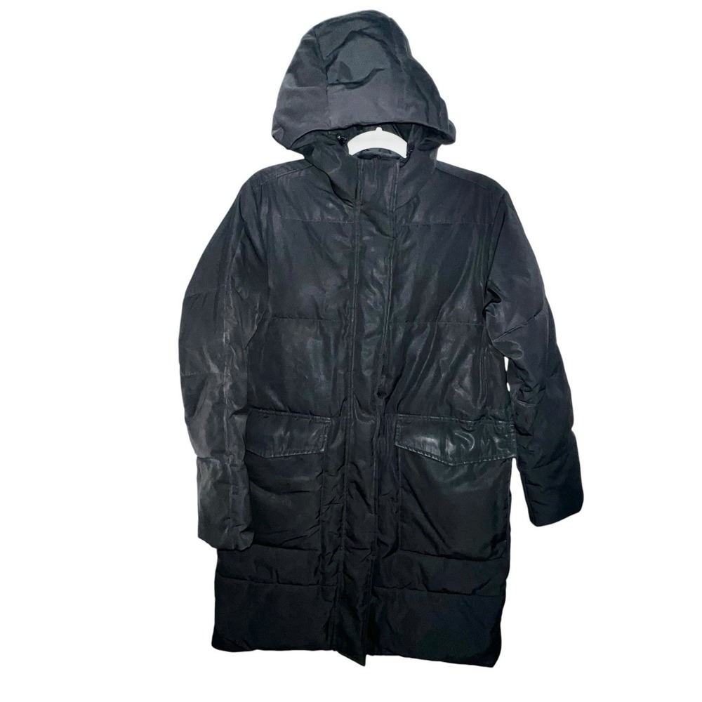 Everlane Renew Long Puffer PrimaLoft Hooded Coat Black Women Size XXS Pockets